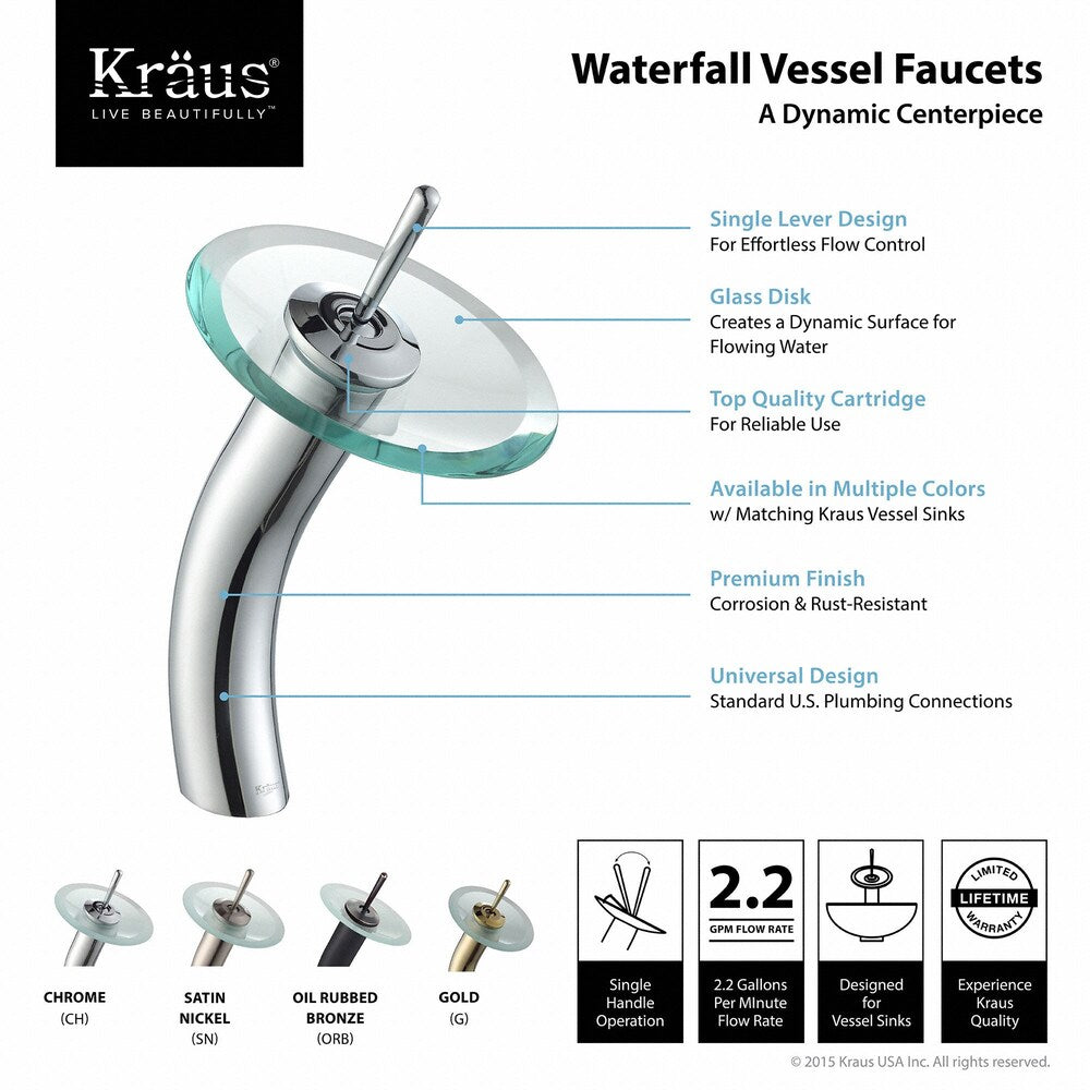 Single Hole 1-Handle Waterfall-Flow Bathroom Faucet in Chrome with Lever Handle