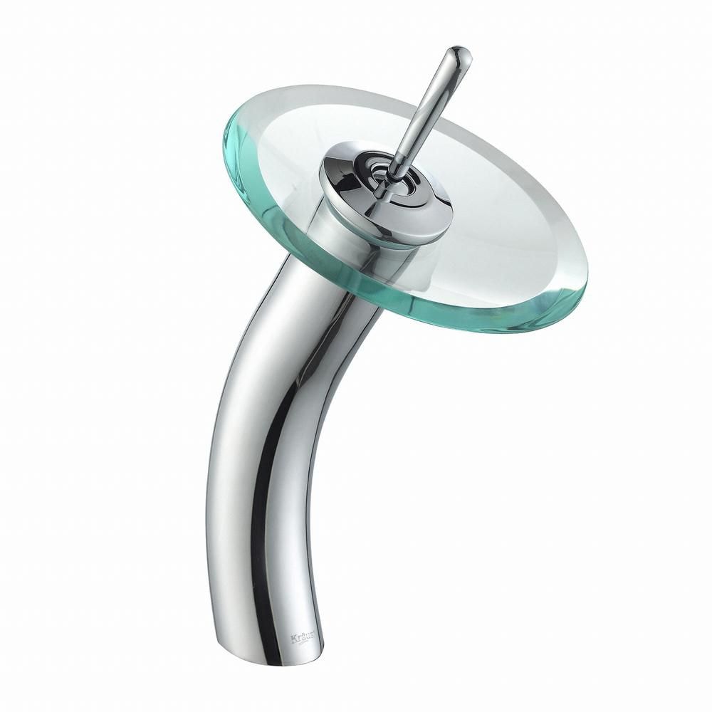 Single Hole 1-Handle Waterfall-Flow Bathroom Faucet in Chrome with Lever Handle