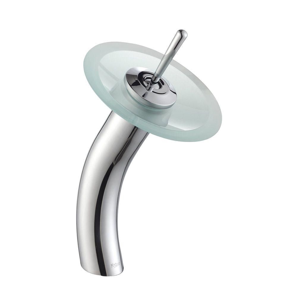 Single Hole 1-Handle Waterfall-Flow Bathroom Faucet in Chrome with Lever Handle