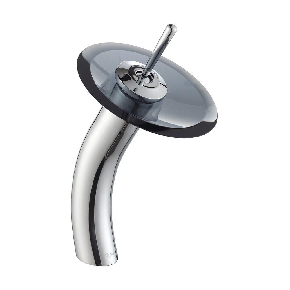 Single Hole 1-Handle Waterfall-Flow Bathroom Faucet in Chrome with Lever Handle