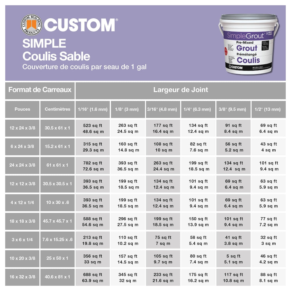 Coulis pré-mélangé SimpleGrout #165 Delorean Gray 1 pinte