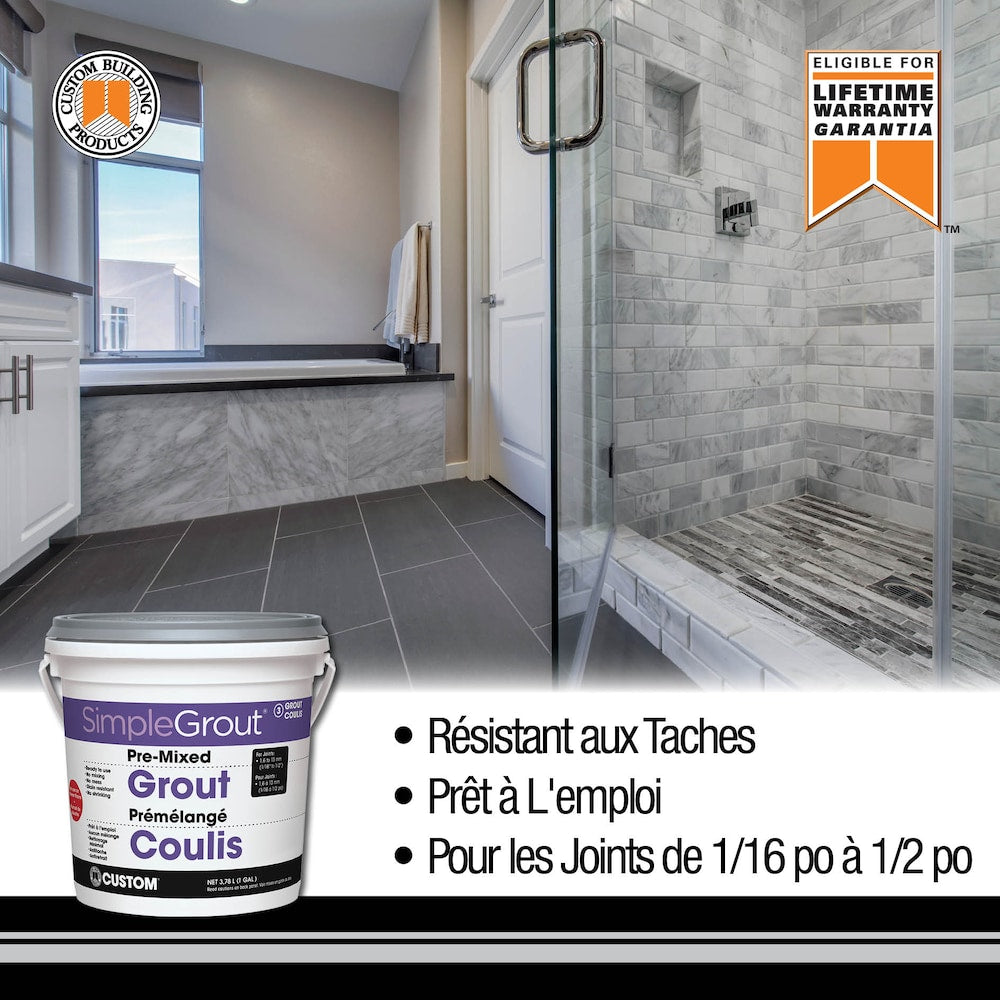 Coulis pré-mélangé SimpleGrout #165 Delorean Gray 1 pinte