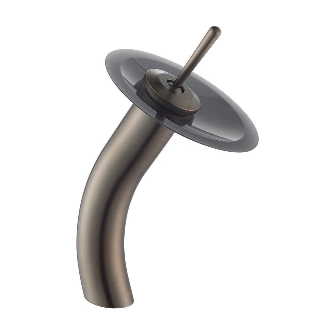 Single Hole 1-Handle Waterfall-Flow Bathroom Faucet in Bronze with Lever Handle