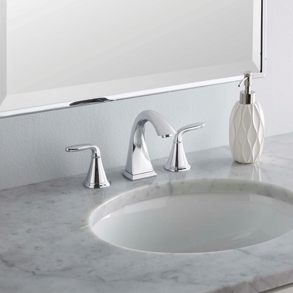 Robinet de lavabo de salle de bain à 2 poignées et à large bec de 8 pouces en chrome poli Pasadena