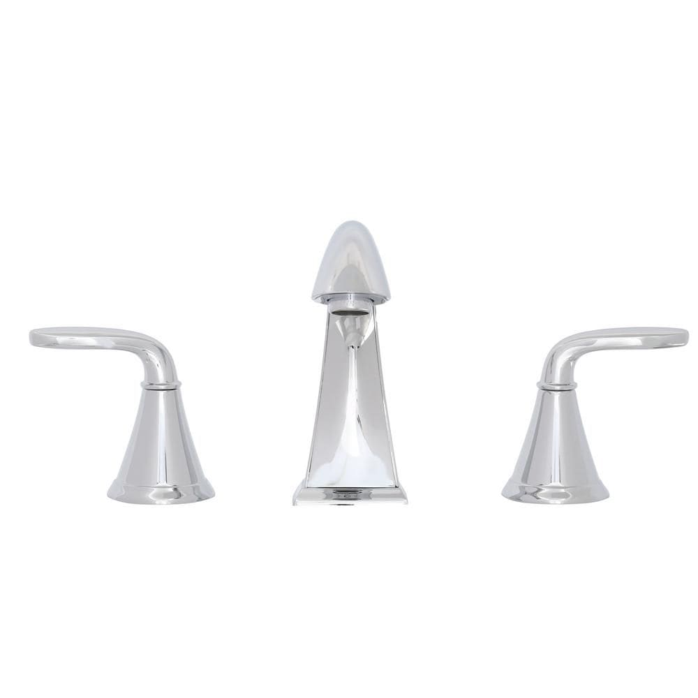 Robinet de lavabo de salle de bain à 2 poignées et à large bec de 8 pouces en chrome poli Pasadena