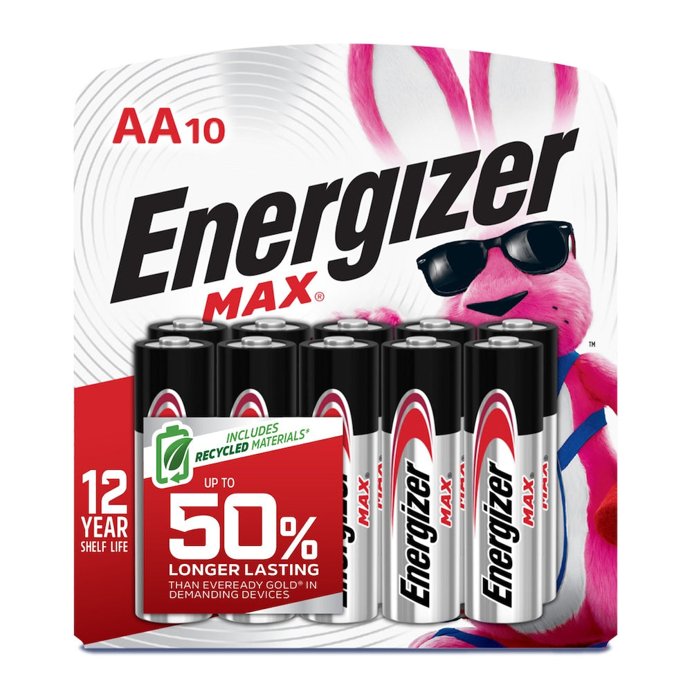 Piles Energizer MAX AA (paquet de 10), piles alcalines doubles A