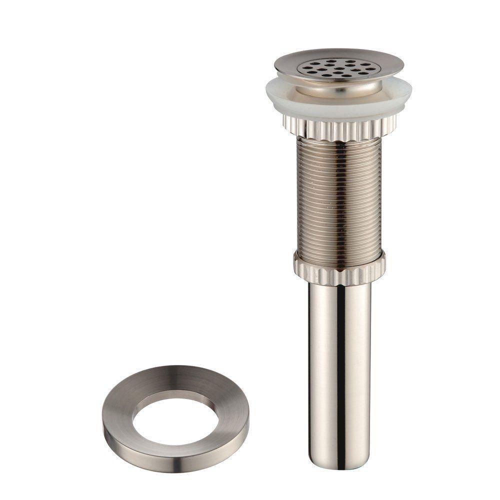 Grid Style Drain and Mounting Ring Satin Nickel