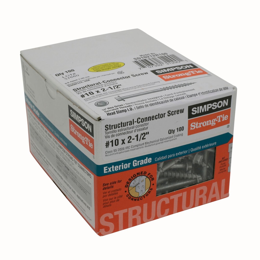 Vis de CONNECTEUR SD Strong-Drive 10 x 2-1/2 pouces, entraînement 1/4-Hex, Mech. Galv. (100-Qté)