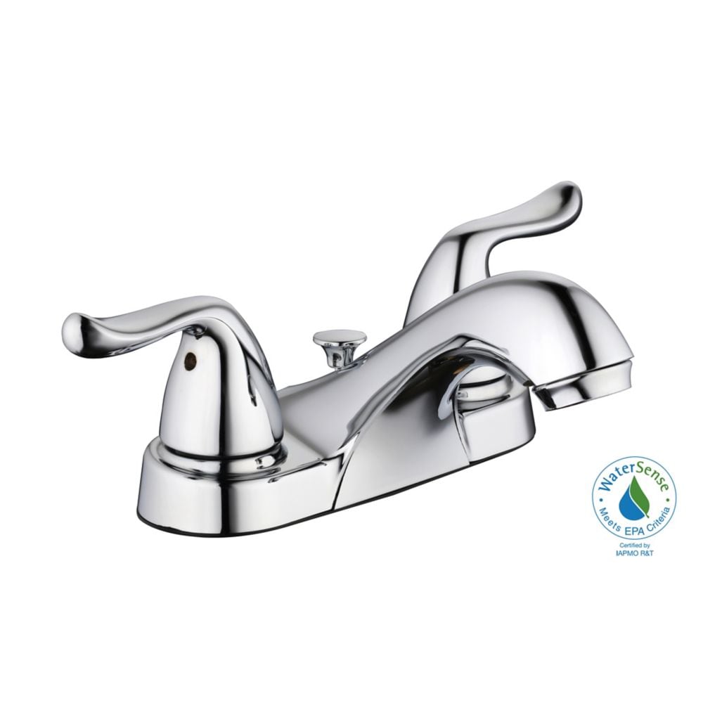 1500 Series Centerset (4-inch) 2-Handle Low Arc Bathroom Faucet in Chrome with Lever Handles
