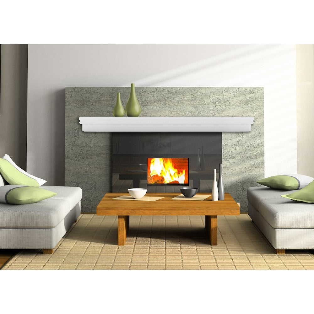 Étagère de cheminée transitionnelle Montego de 60 pouces en blanc brillant