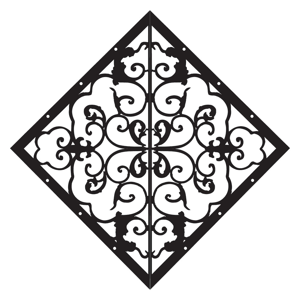 24 1/2-inch W x 12 1/4-inch H x 2 1/4 D Plastic Diamond Fence and Gate Accent in Black (2-Piece)