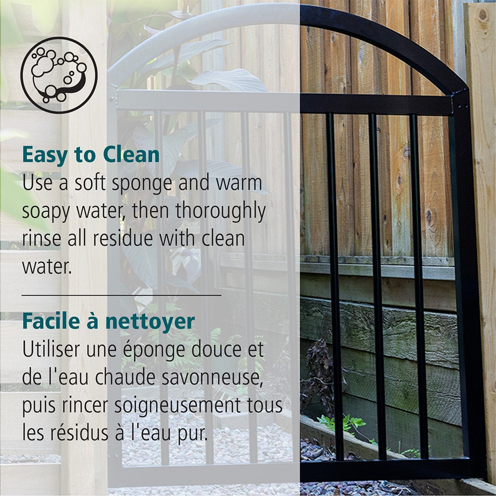 36-inch W x 44 1/4-inch H x 1 1/2-inch D Aluminum Railing Pre-Assembled Arched Deck Gate in Black