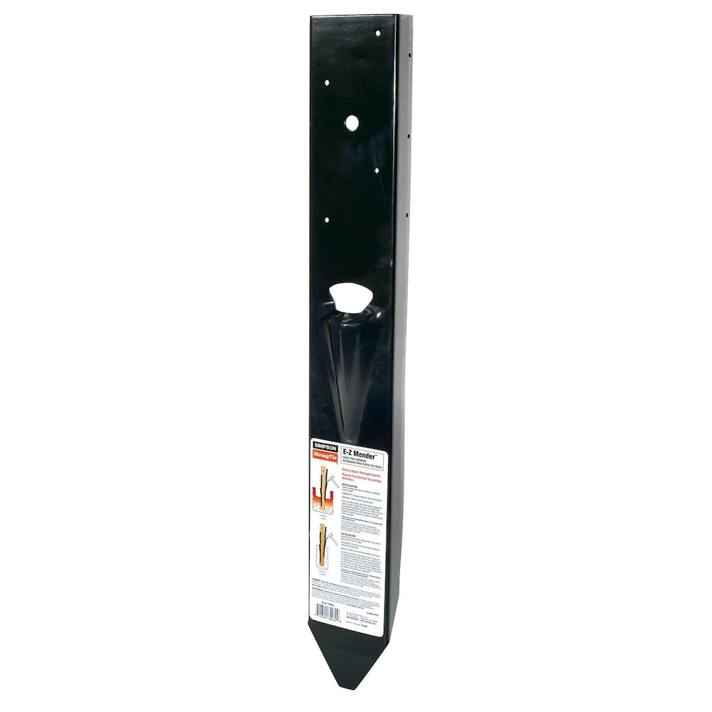 E-Z Mender 12-Gauge Black Powder-Coated Mender Plate for 4x4 Wood Post
