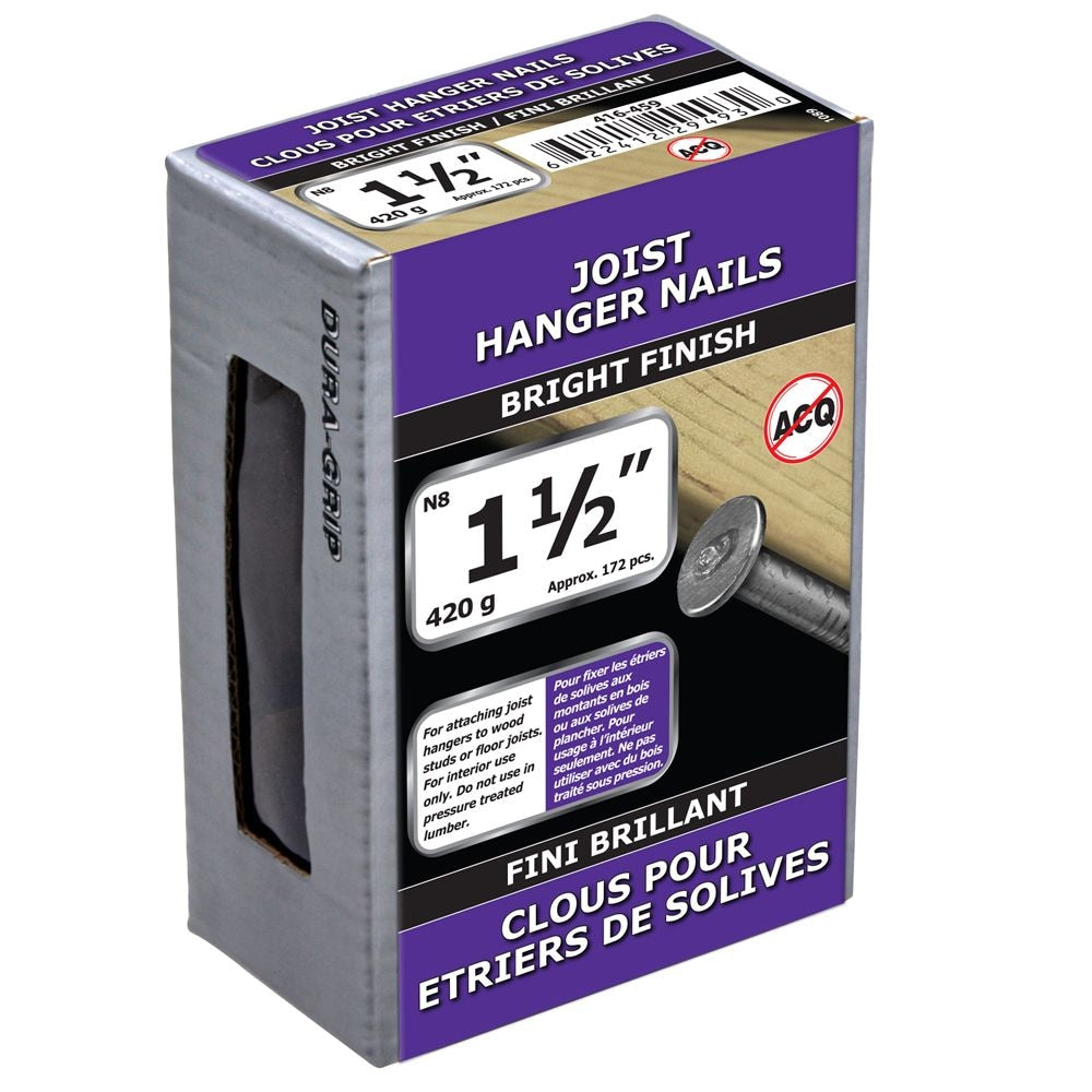 1-1/2-inch (N8) Joist Hanger Nails Bright Finish - 420g (approx. 172 pcs. per package)