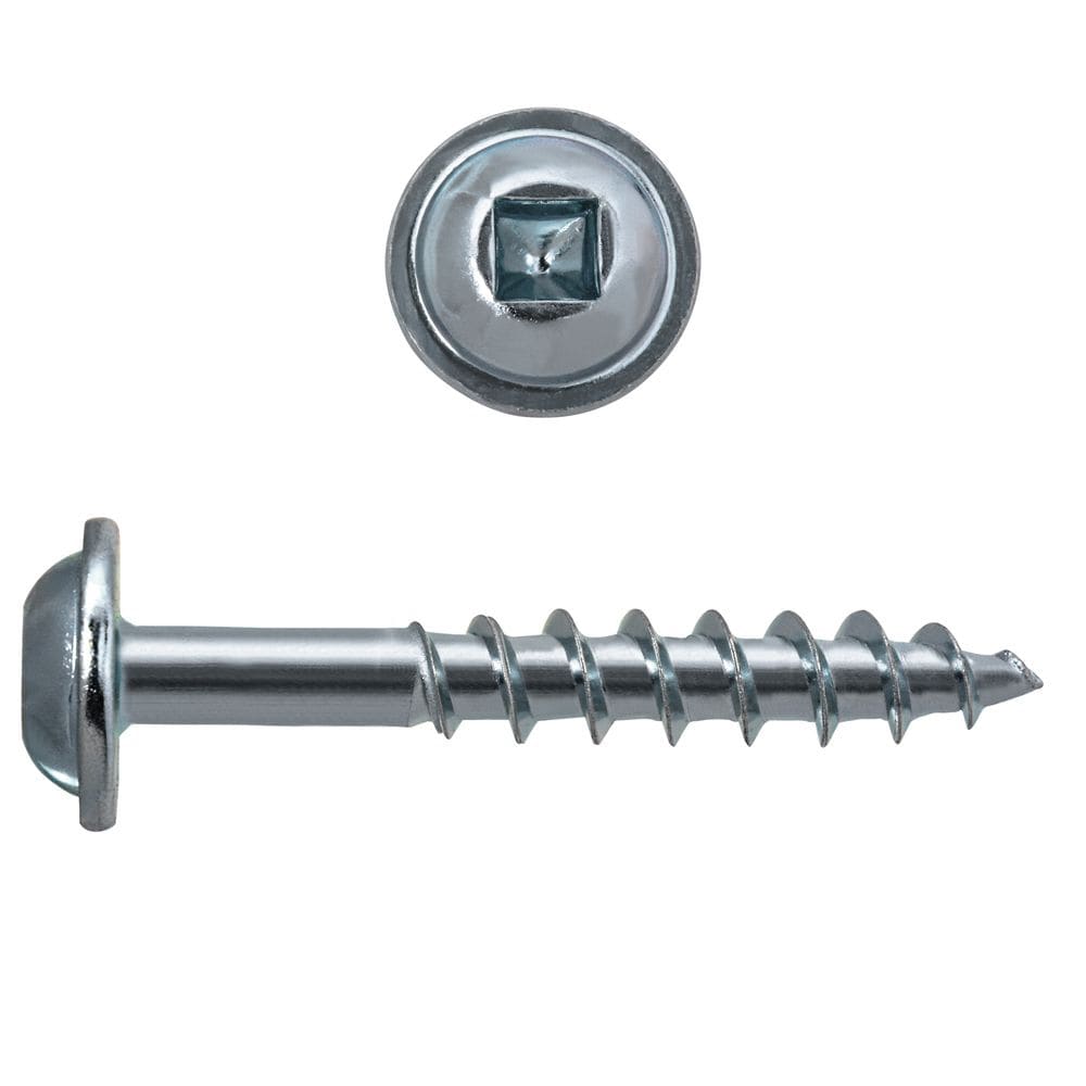 #8 x 1-1/8-inch Round Washer Head Square Drive Zinc Plated Steel Particle Board Screws - 100pcs