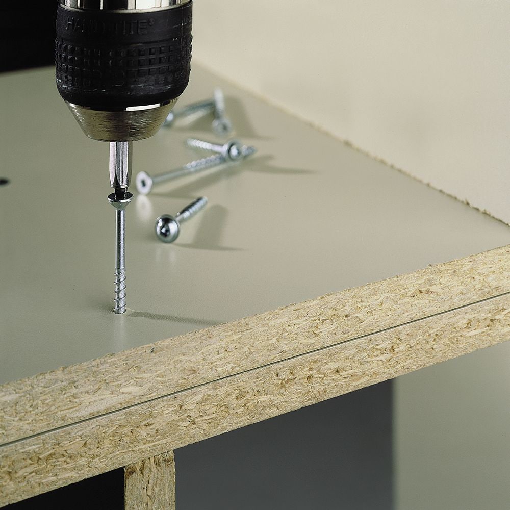 #8 x 1-1/8-inch Round Washer Head Square Drive Zinc Plated Steel Particle Board Screws - 100pcs