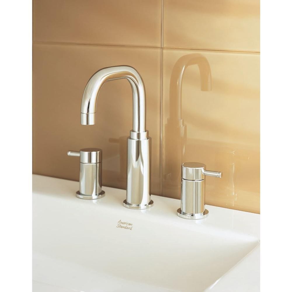 Robinet de salle de bain à arc élevé à 2 poignées Serin (8 pouces) en chrome poli (valve et drain inclus)