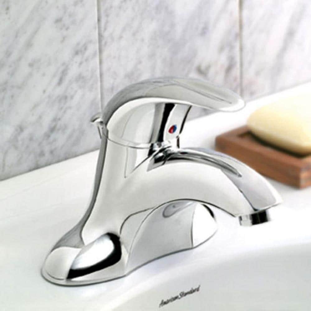 Robinet de salle de bain à arc bas à poignée unique Reliant 3 Centerset (4 pouces) en chrome (valve et drain inclus)