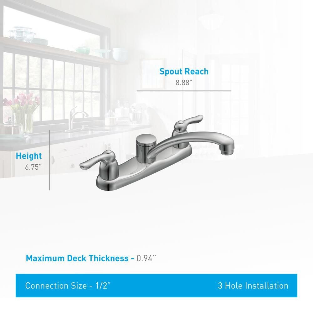 Chateau 2-Handle Low-Arc Standard Kitchen Faucet in Chrome