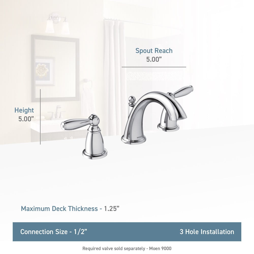 Brantford 2 Handle 8-to-16-inch Widespread Bathroom Sink Faucet/Tap in Chrome (Valve Not Included)