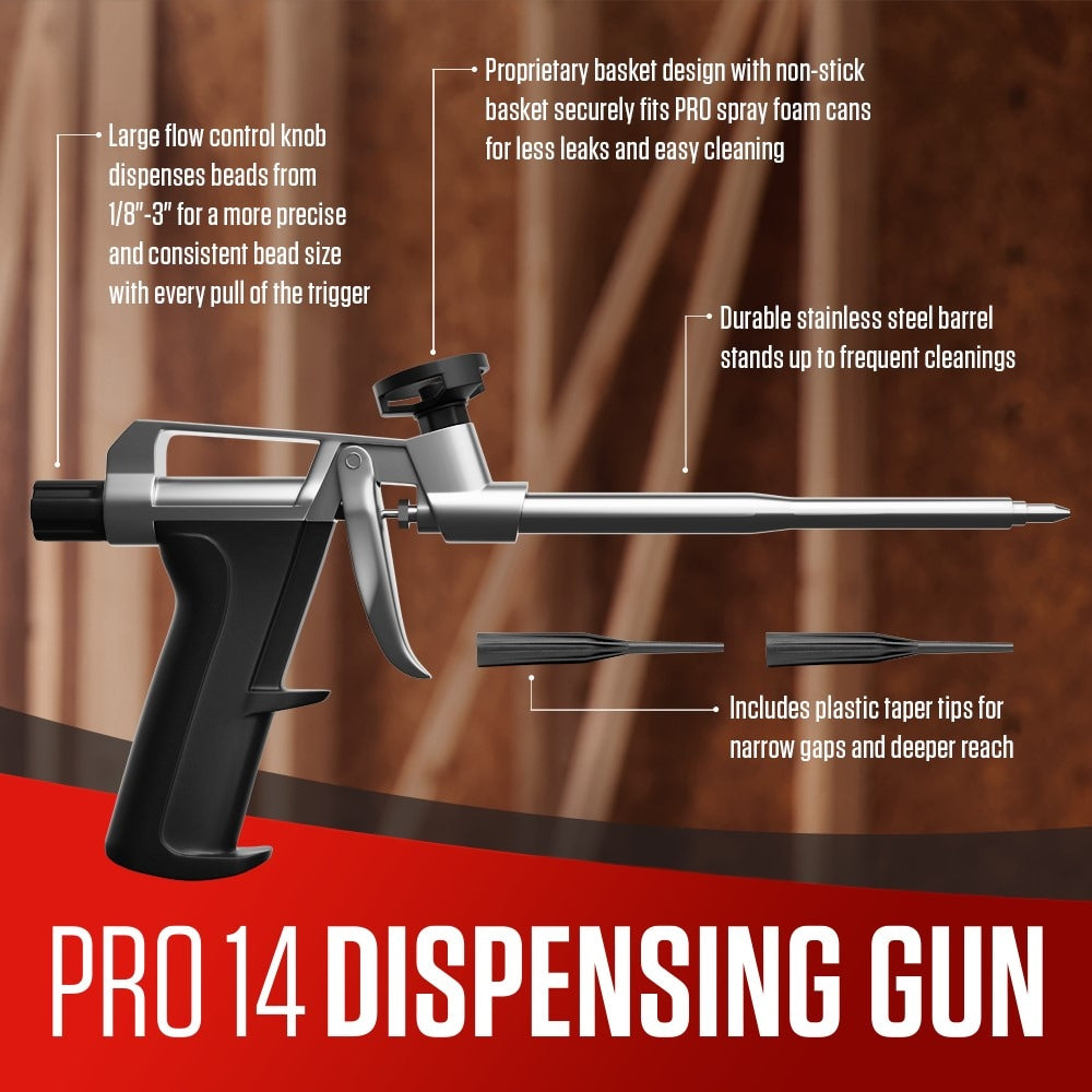 PRO 14 Foam Dispensing Gun, Stainless Steel