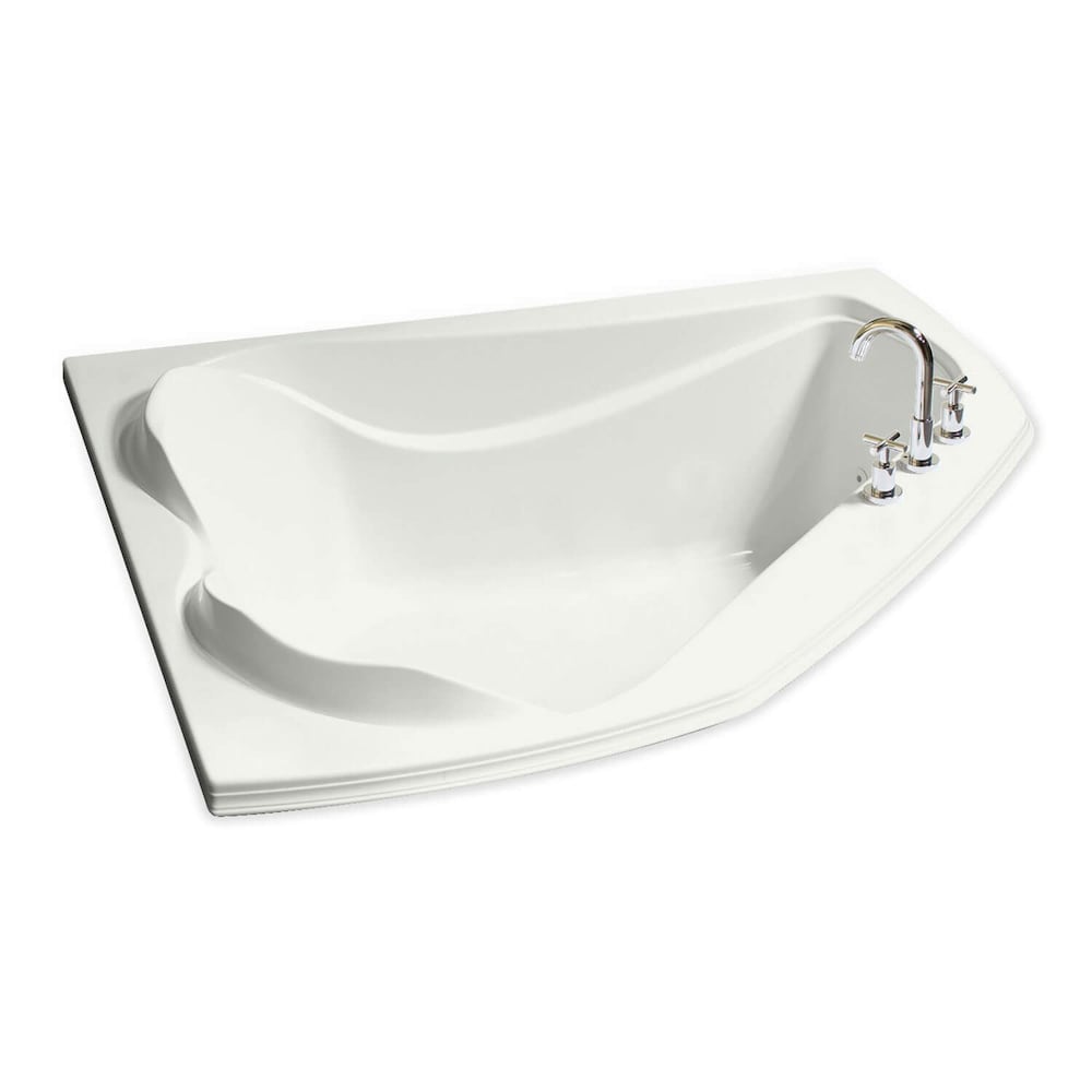 Cocoon 60L x 54W x 21H Acrylic Corner Bathtub, Centre Drain, in White with 15-inch Soaking Depth