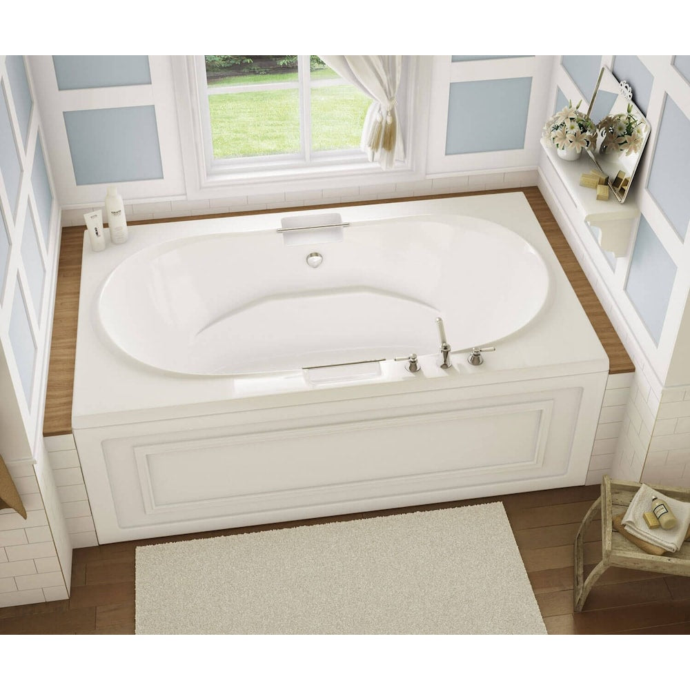Antigua 71.75L x 41.75W x 22.5H x Acrylic Drop-in Bathtub in White with Polished Chrome Bars, 15-inch Soaking Depth