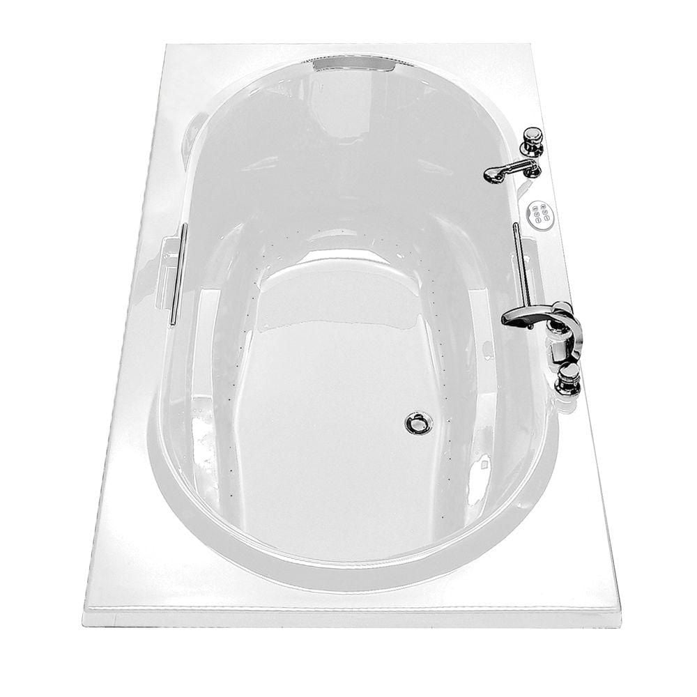 Antigua 72L x 42W x 22H Acrylic Drop-In Bathtub in White, 15-inch Soaking Depth with Aerosens Whirlpool