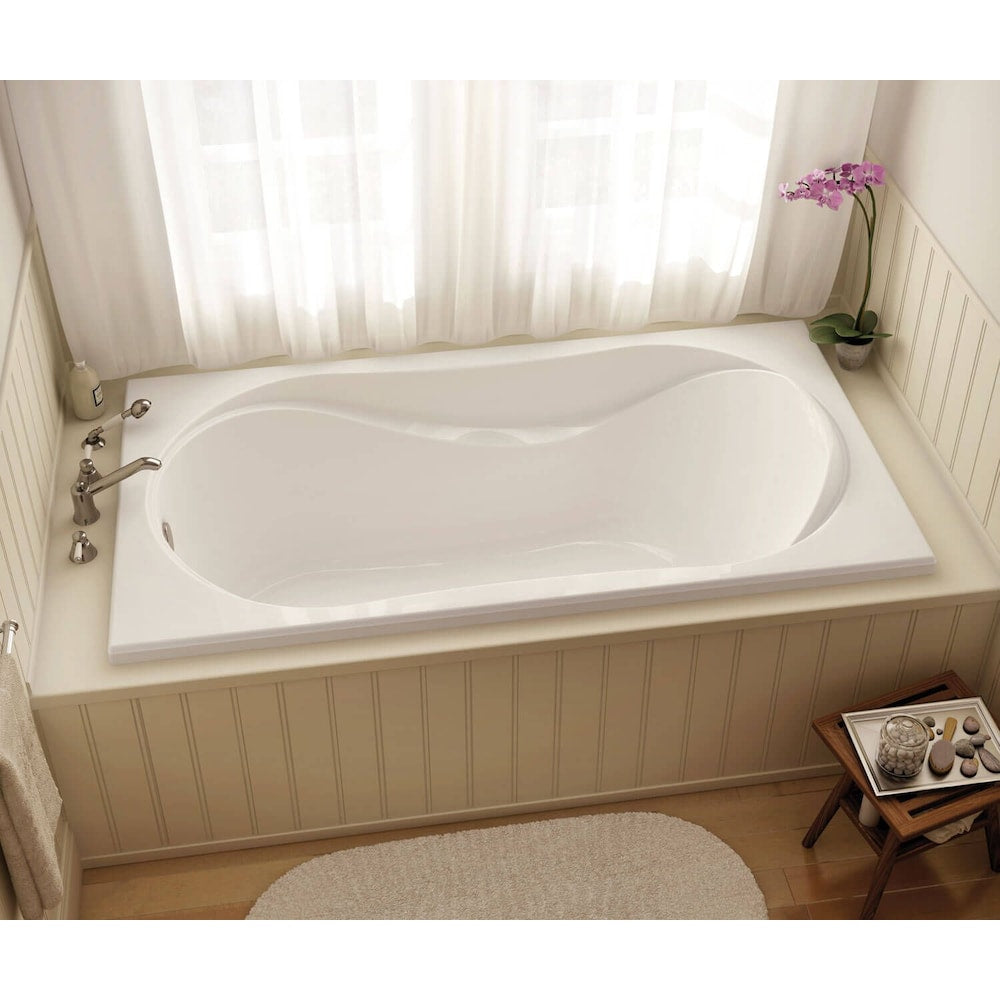 Cocoon 66L x 36W x 21H Acrylic Drop-In Bathtub, End Drain, in White with 15-inch Soaking Depth