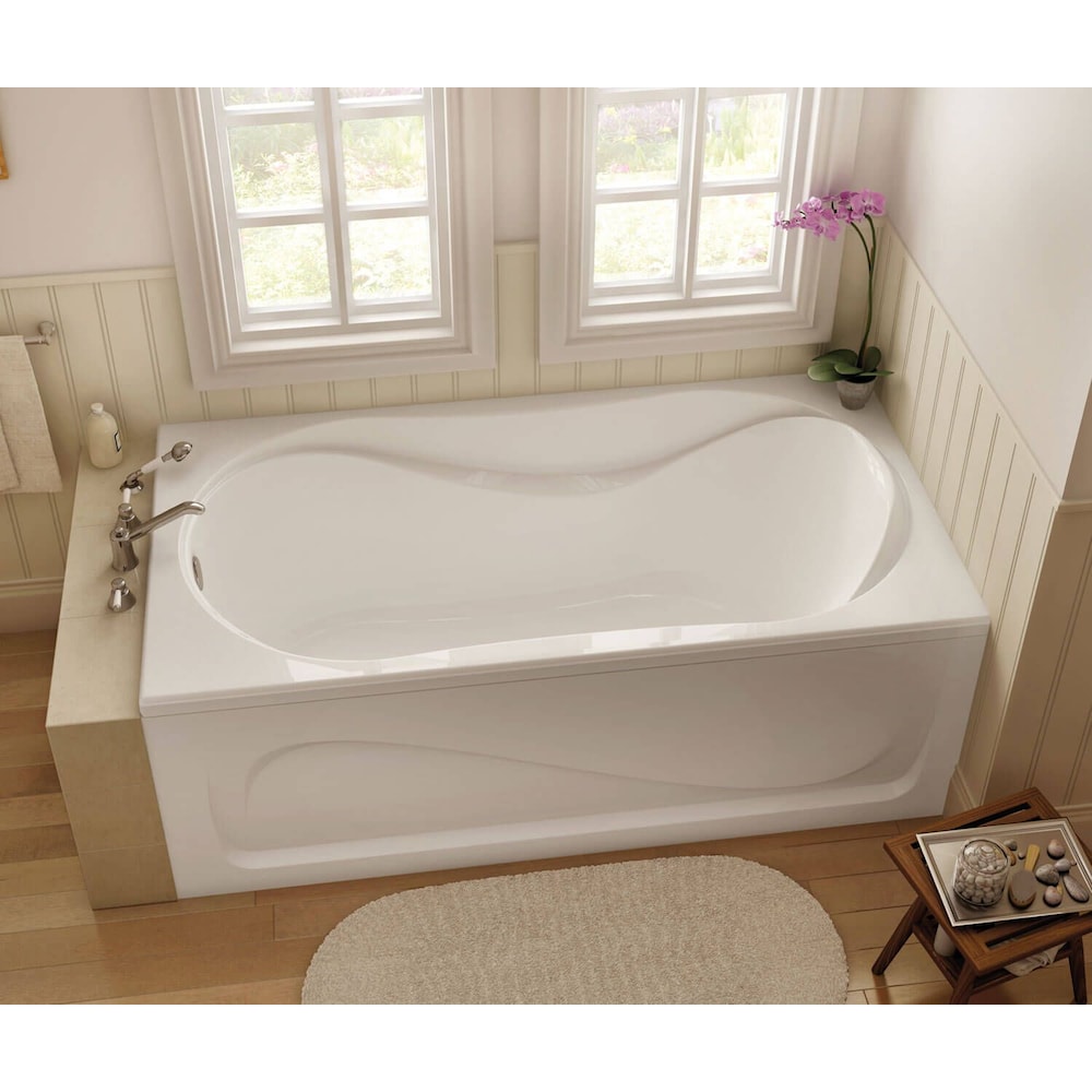 Cocoon 66L x 36W x 21H Acrylic Drop-In Bathtub, End Drain, in White with 15-inch Soaking Depth