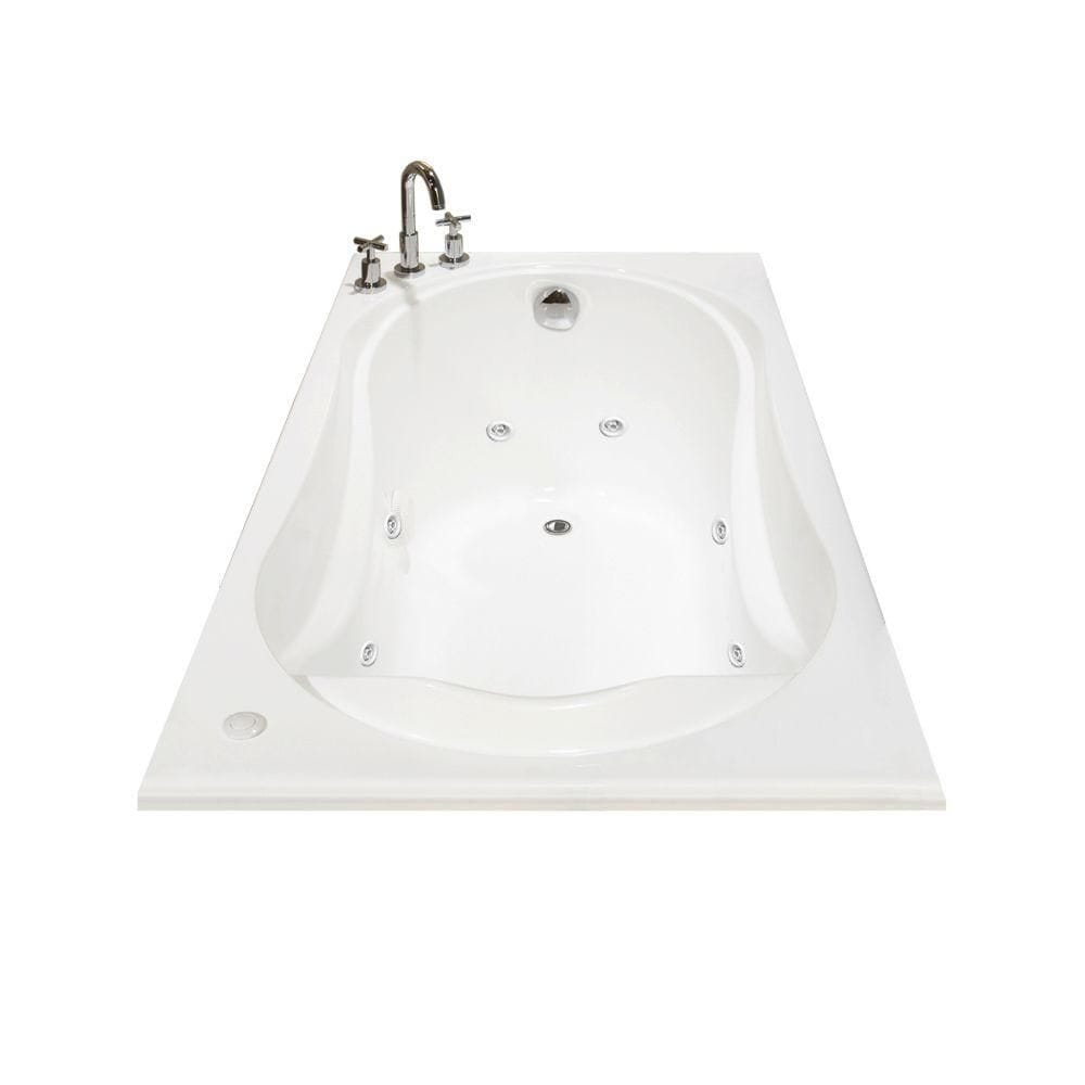 Cocoon 66L x 36W x 21H Acrylic Drop-In Bathtub, End Drain, in White with 15-inch Soaking Depth with Hydrosens Whirlpool