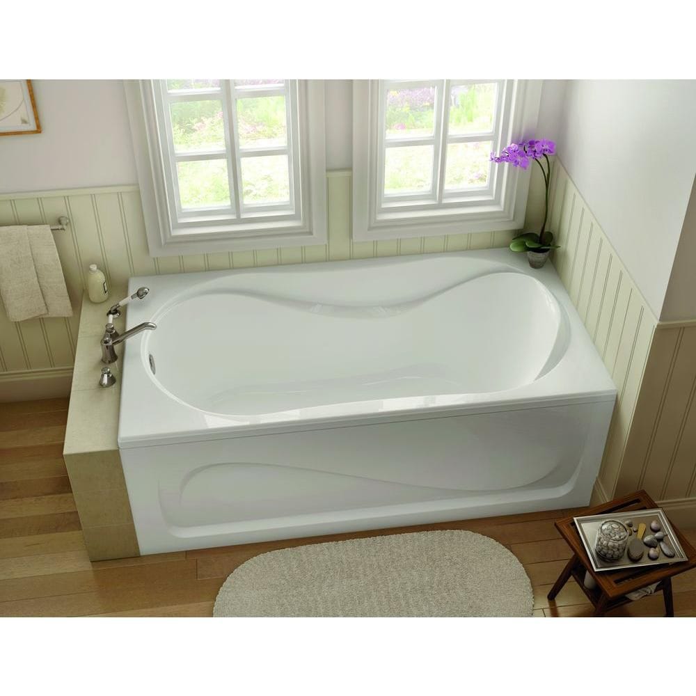 Cocoon 66L x 36W x 21H Acrylic Drop-In Bathtub, End Drain, in White with 15-inch Soaking Depth with Aerosens Whirlpool