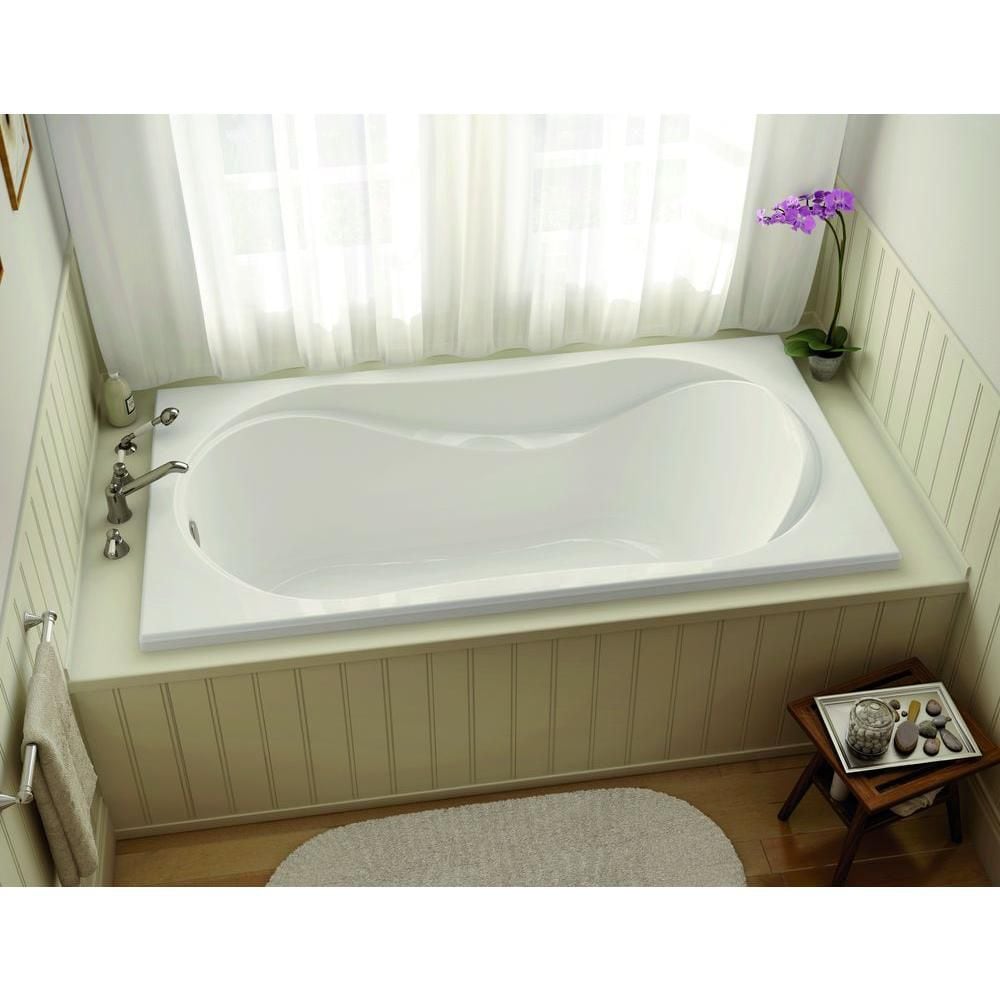 Cocoon 66L x 36W x 21H Acrylic Drop-In Bathtub, End Drain, in White with 15-inch Soaking Depth with Aerosens Whirlpool