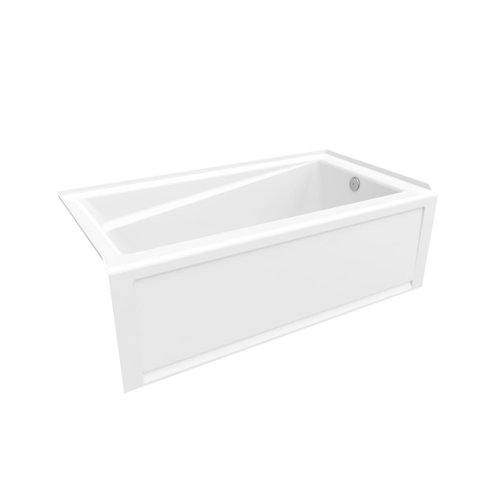 Ensemble de douche pour baignoire Utile de 60 po L x 30 po l x 80,5 po H avec baignoire en acrylique avec drain à droite, 1 étagère en verre et cadre/mur de baignoire avec finition Origin Arctik