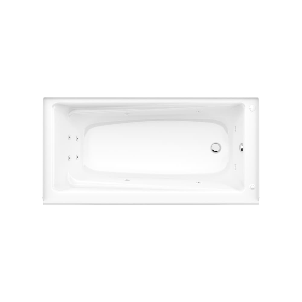 New Town IFS 60L x 30W x 20H Acrylic Rectangular Alcove Bathtub, Right Drain, in White with Aerosens Whirlpool