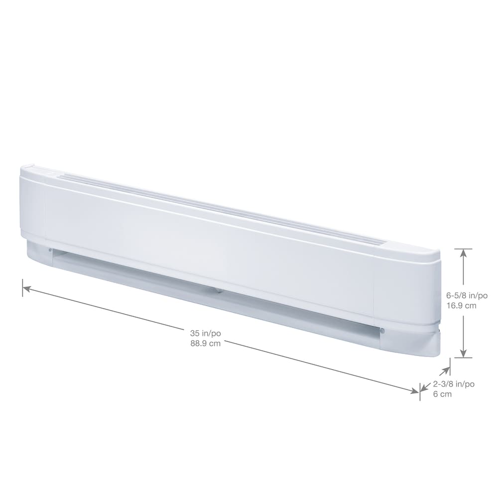 Plinthe chauffante électrique à convection linéaire de 35 pouces, 1 250 W, 240/208 V, en blanc