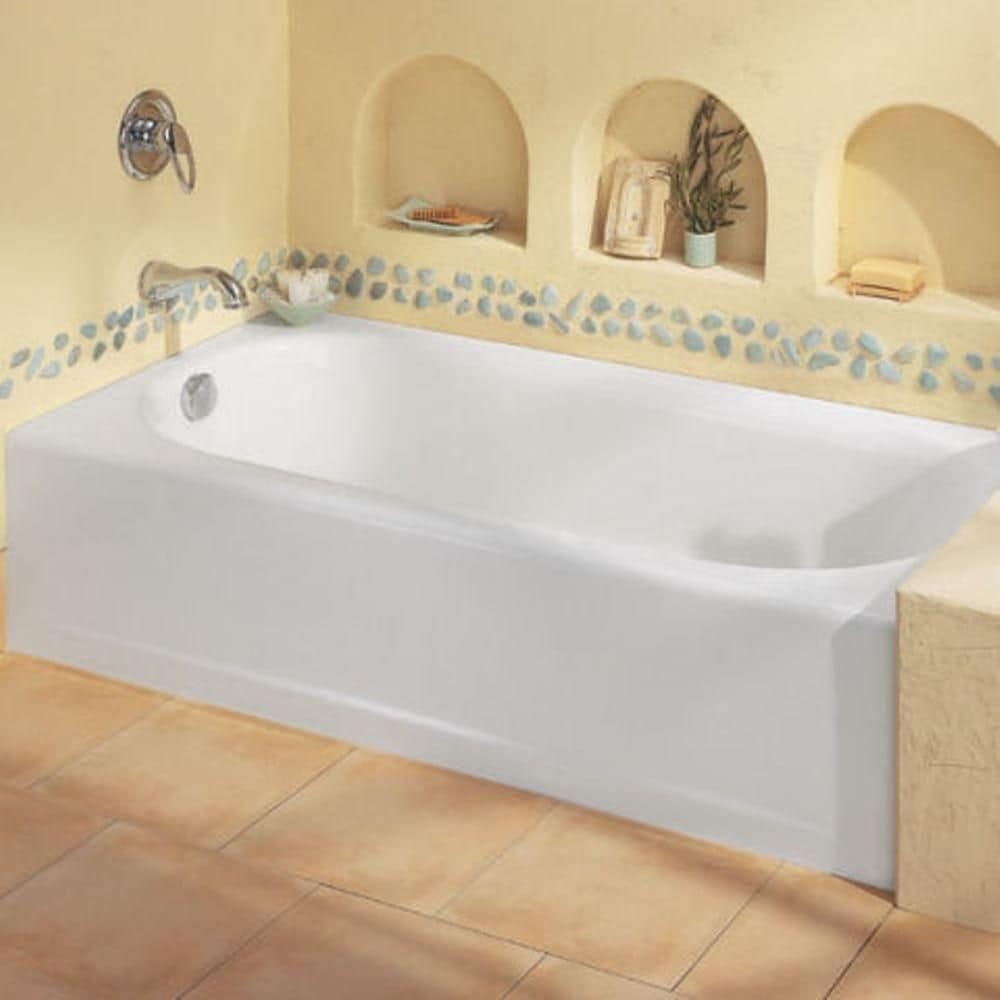Baignoire en alcôve rectangulaire Princeton de 60 pouces de largeur avec drain à droite en os