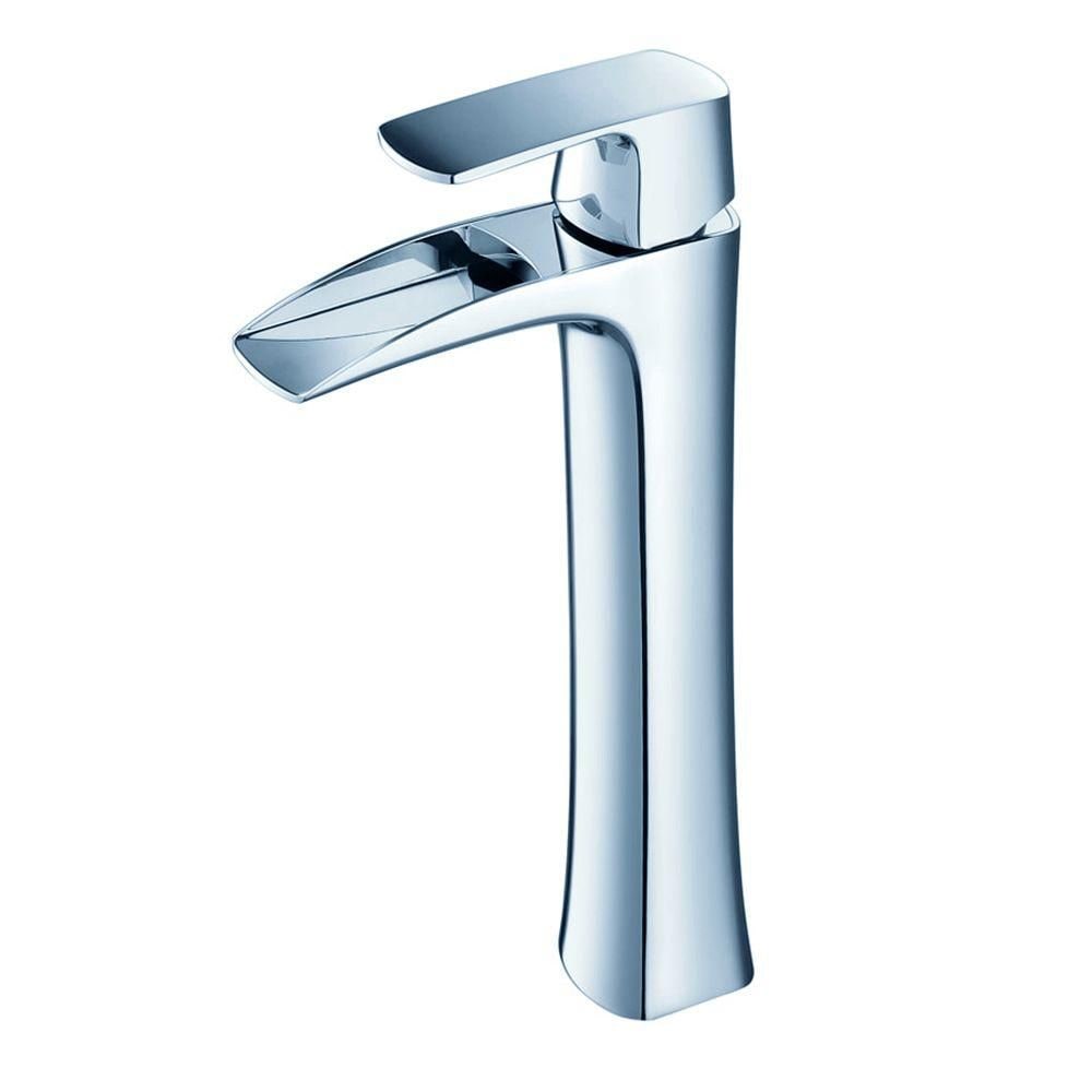 Fortore Single Hole 1-Handle Low Arc Waterfall-Flow Bathroom Faucet in Chrome with Lever Handle