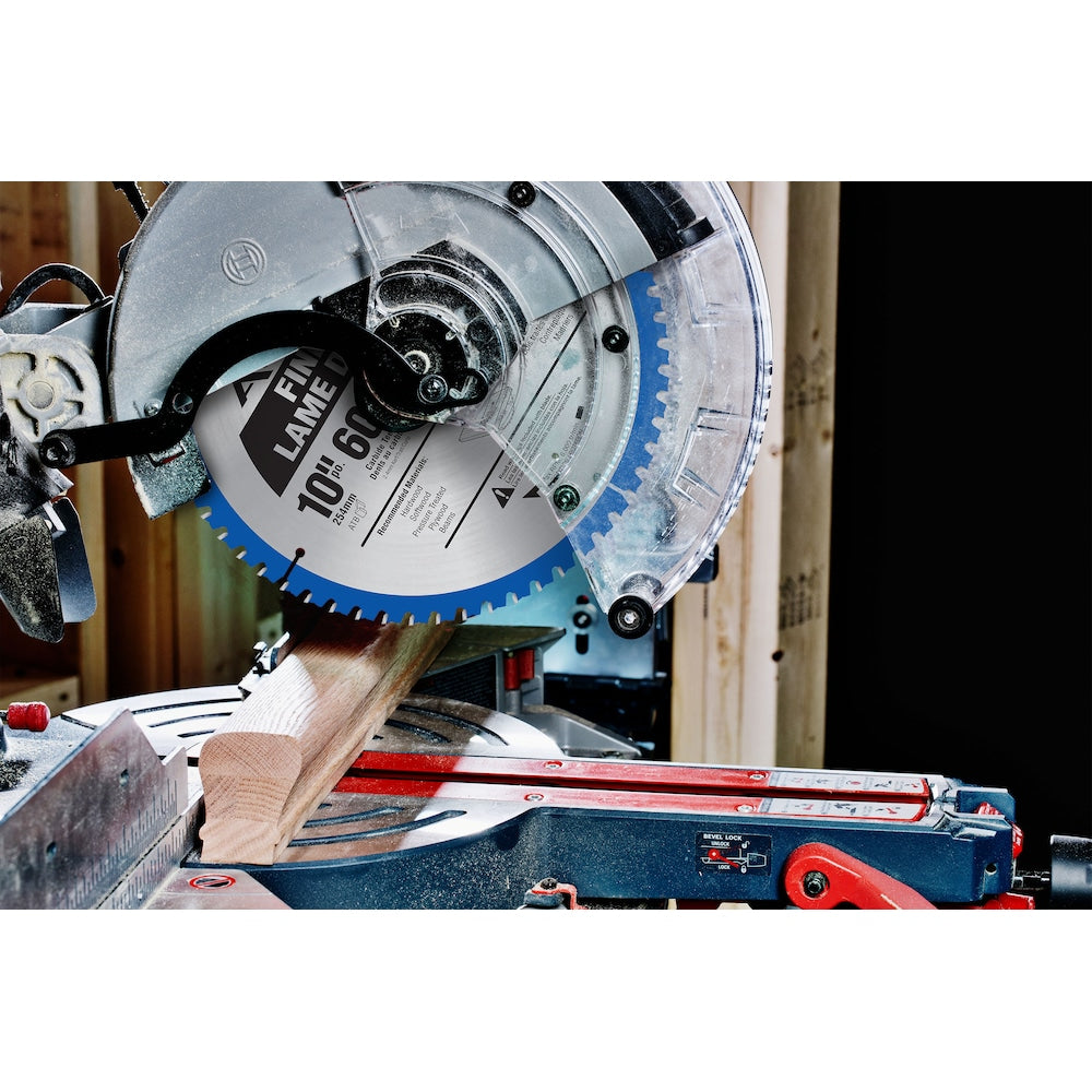 Lame de scie à onglet/table à finition fine à pointe en carbure de 10 pouces x 60 dents pour la coupe du bois (paquet de 2)