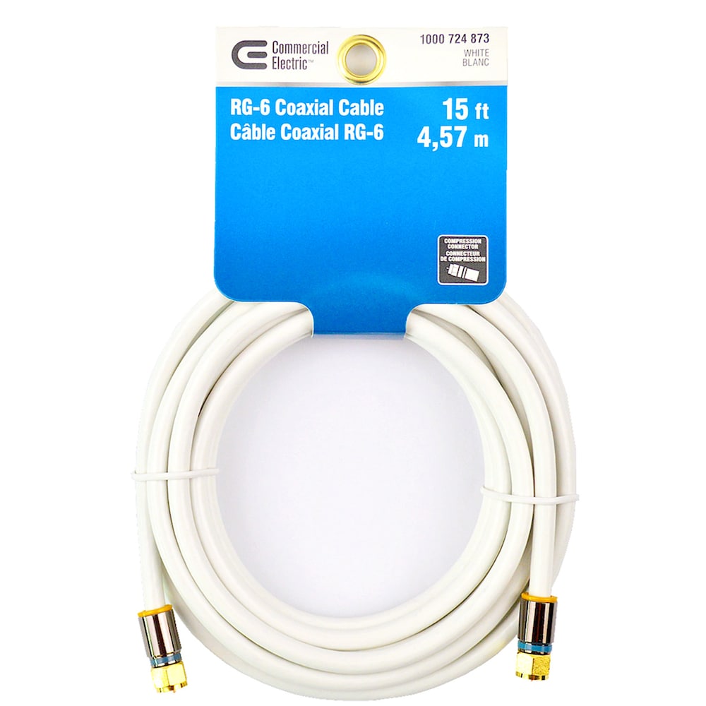 15 ft. RG-6 White Coaxial Cable
