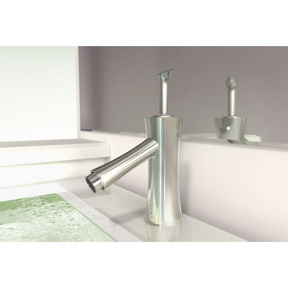 Bamboo Single Hole 1-Handle Low Arc Bathroom Faucet in Brushed Nickel with Lever Handle