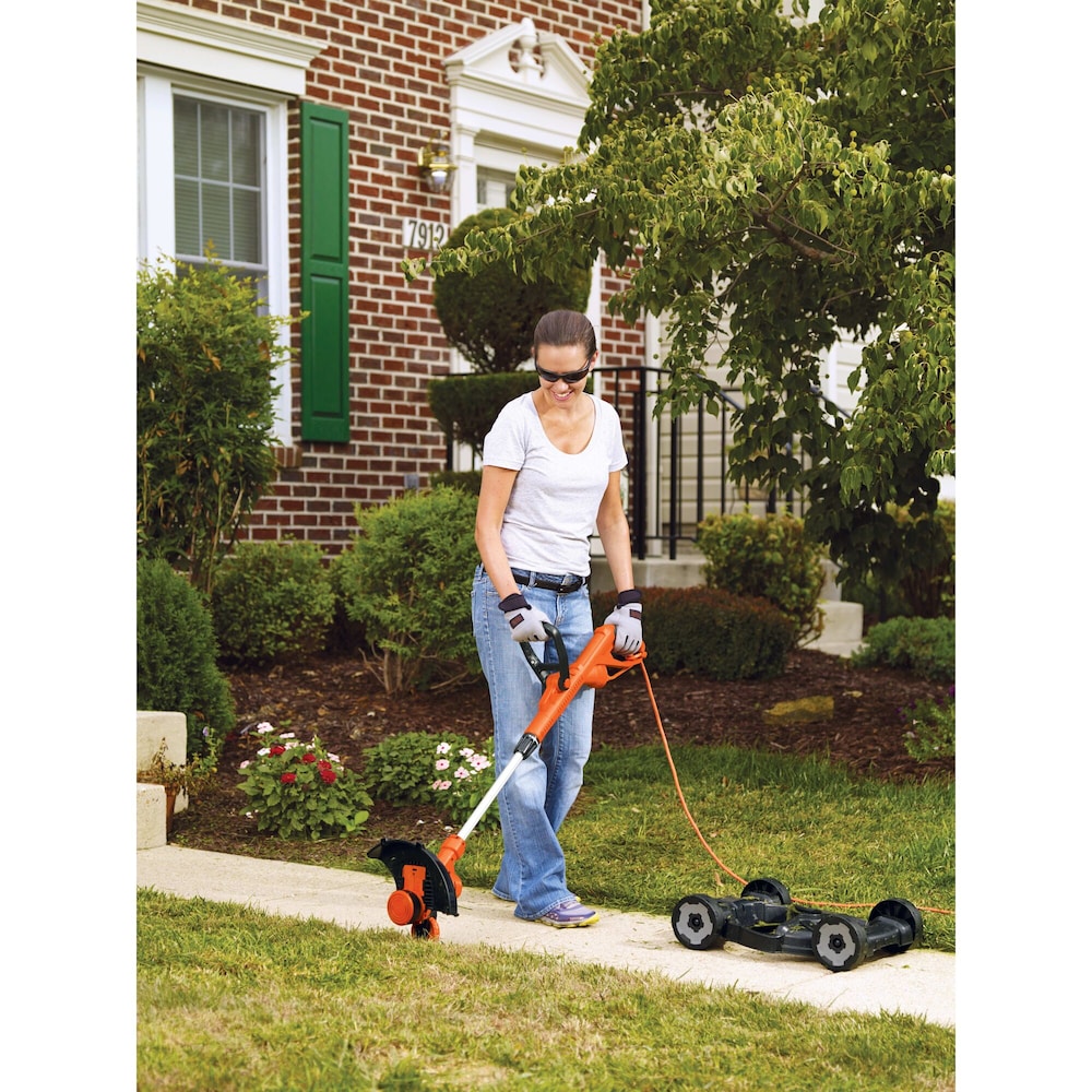 12-inch 6.5 Amp Corded Electric Straight Shaft Single Line 3-in-1 String Grass Trimmer/Lawn Edger/Push Mower