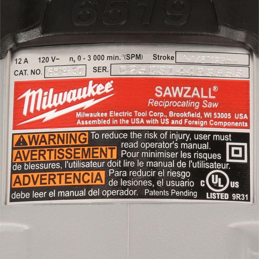 12 Amp SAWZALL Reciprocating Saw with Case