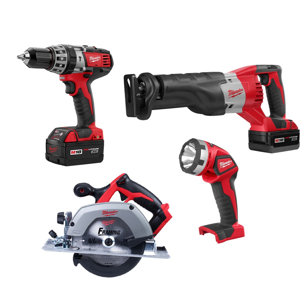 M18 18V Lithium-Ion Cordless 4-Tool Combo Tool Kit with (2) 3.0 Ah Batteries