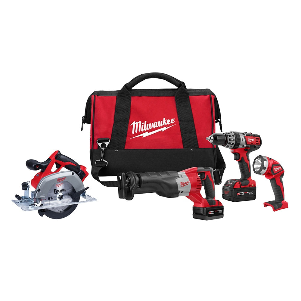 M18 18V Lithium-Ion Cordless 4-Tool Combo Tool Kit with (2) 3.0 Ah Batteries