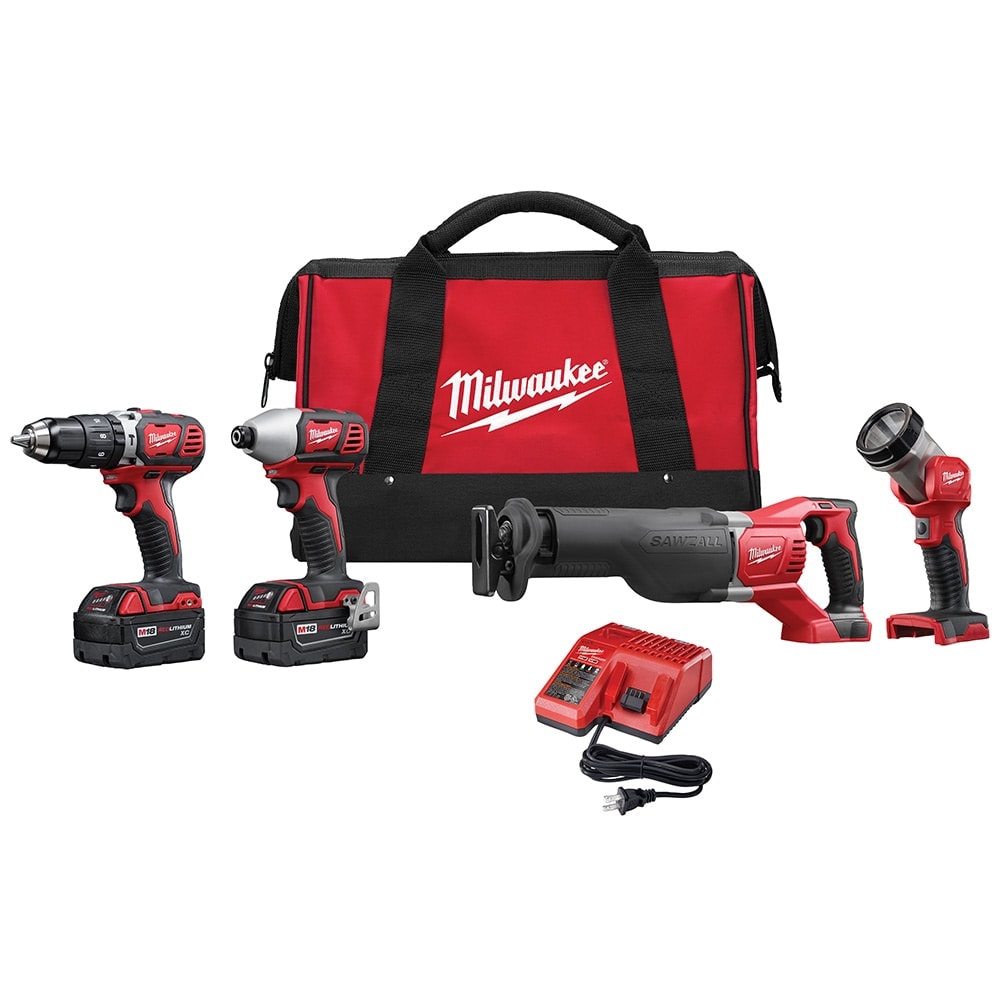 M18 18V Lithium-Ion Cordless Combo Tool Kit (4-Tool) with (2) 3.0Ah Batteries, Charger, Tool Bag