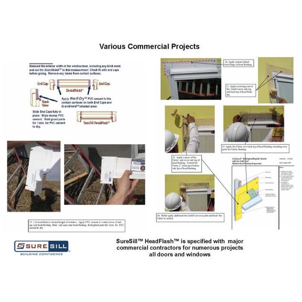 1 3/8-inch x 42-inch Sloped Head Flashing for Door and Window Installation and Flashing in White