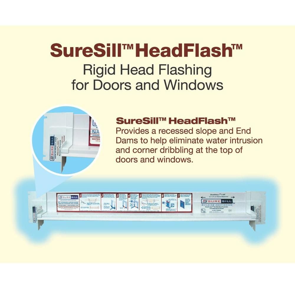 1 3/8-inch x 84-inch Sloped Head Flashing for Door and Window Installation and Flashing in White