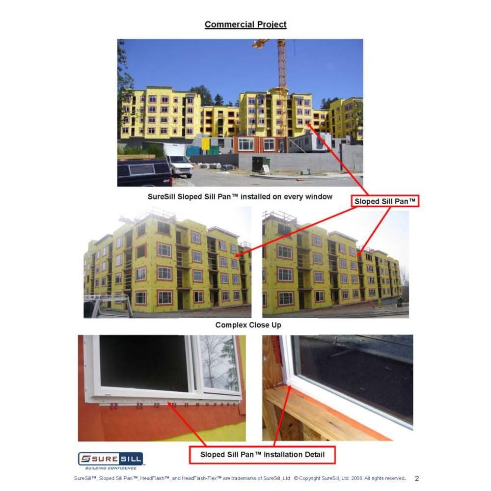 4 1/8-inch x 39-inch Sloped Sill Pan for Door and Window Installation and Flashing in White