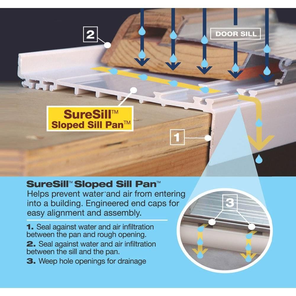 4 1/8-inch x 78-inch Sloped Sill Pan for Door and Window Installation and Flashing in White